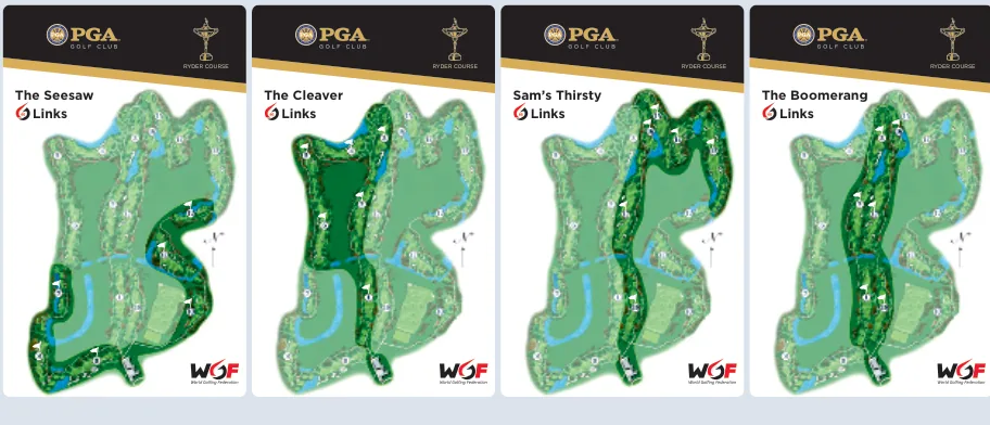 Each 6G Link shown on the full Ryder Course map, its holes highlighted and the rest of the facility shaded